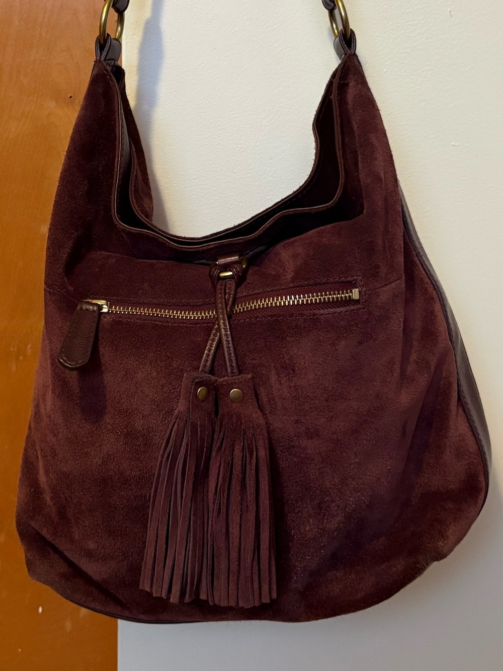 Frye Merlot Slouch Hobo with Tassels